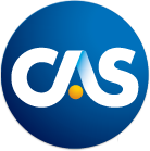 CAS logo - blue circle with white letters in the center